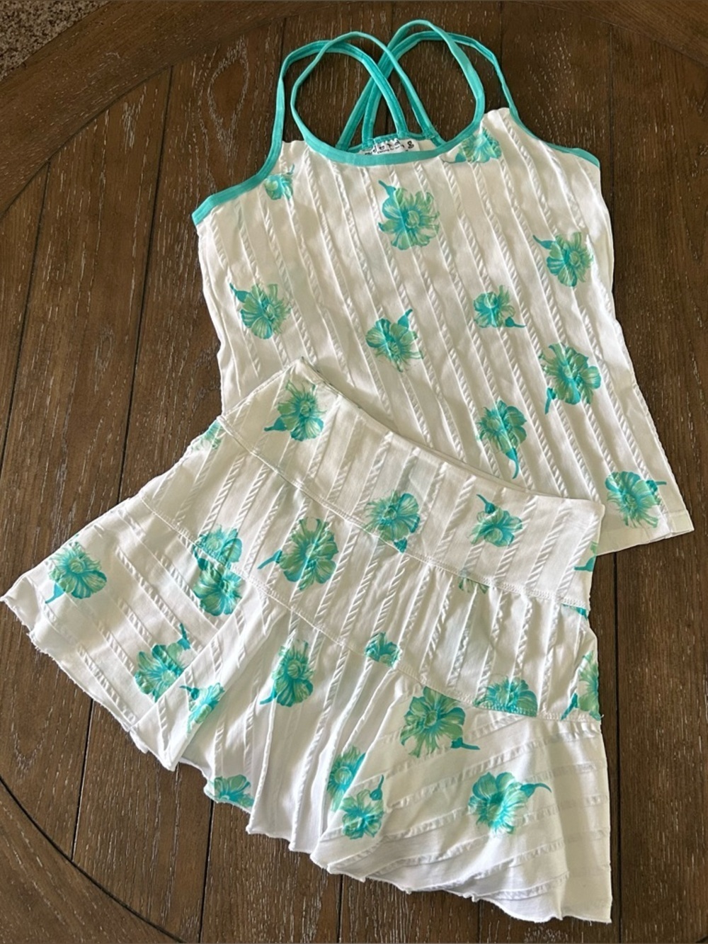 Jerdog Y2K Floral Tank Top and Skirt Set Tennis Suit Court Set Size Small